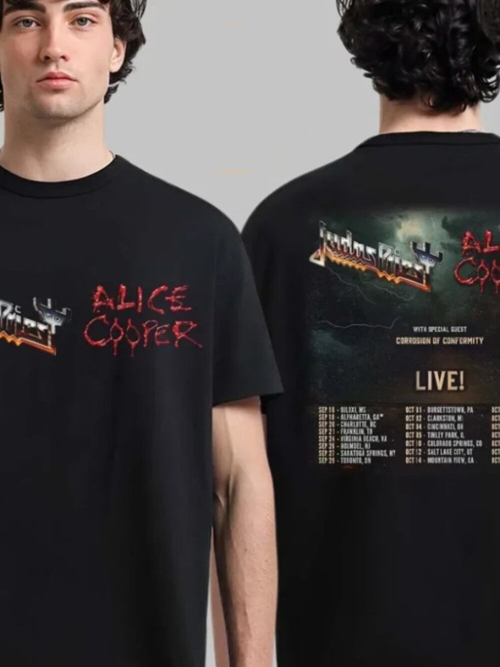JUDAS PRIEST and ALICE COOPER – Live North America 2025 – Rock Tour Shirt - Picture 1 of 6